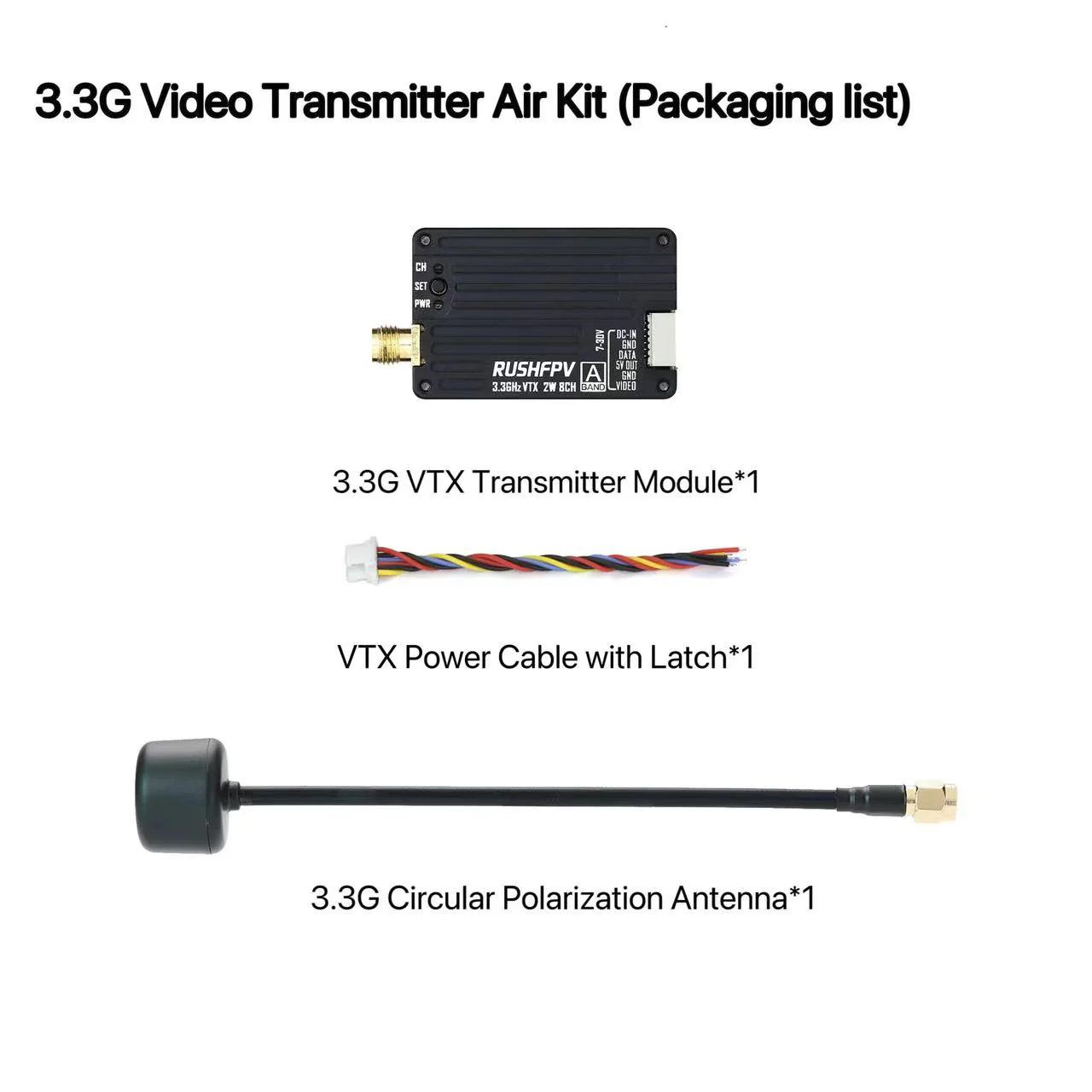 Drone Antenna - RUSHFPV 3.3G 2W VTX 송신기 FPV