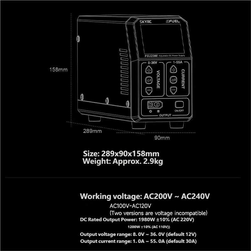 SKYRC PSU2000 1980W 조정 가능한 DC  - Drone Battery 리뷰 및 가격
